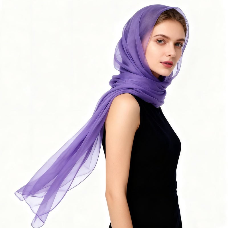 K-Elewon وشاح كيلون ذو لون صلب شعور حرير موضة وشاحات لف طويلة خفيفة الوزن للنساء H01-03 - Image 3